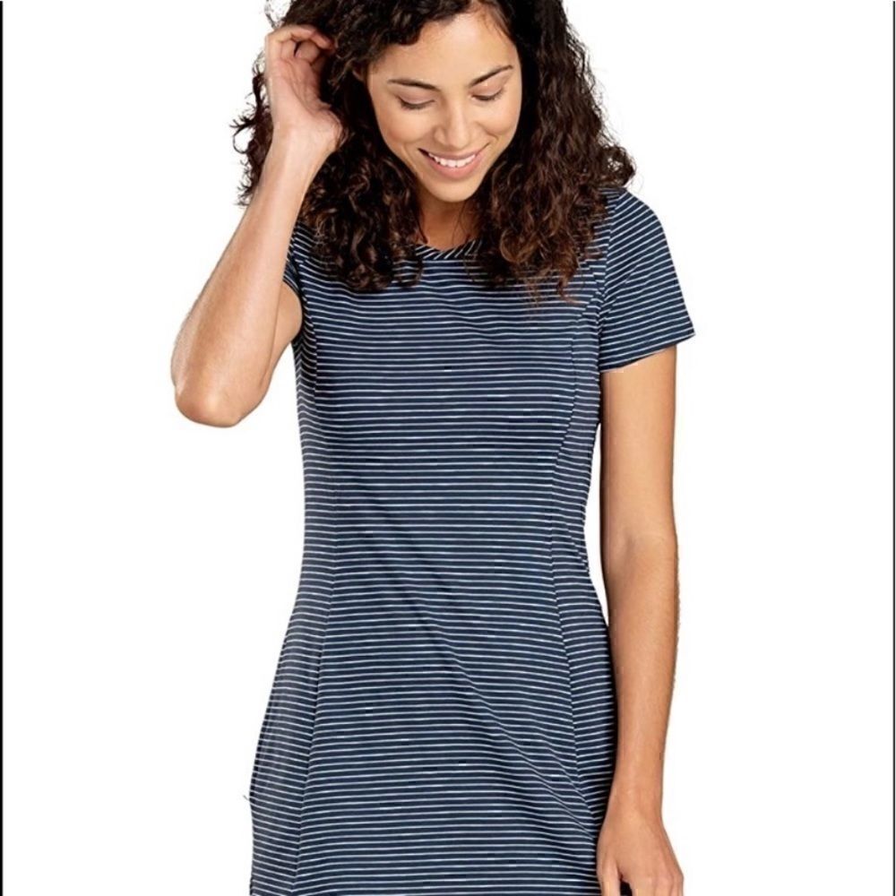 Toad & CO Marley Short Sleeve Dress Navy Striped Size XS